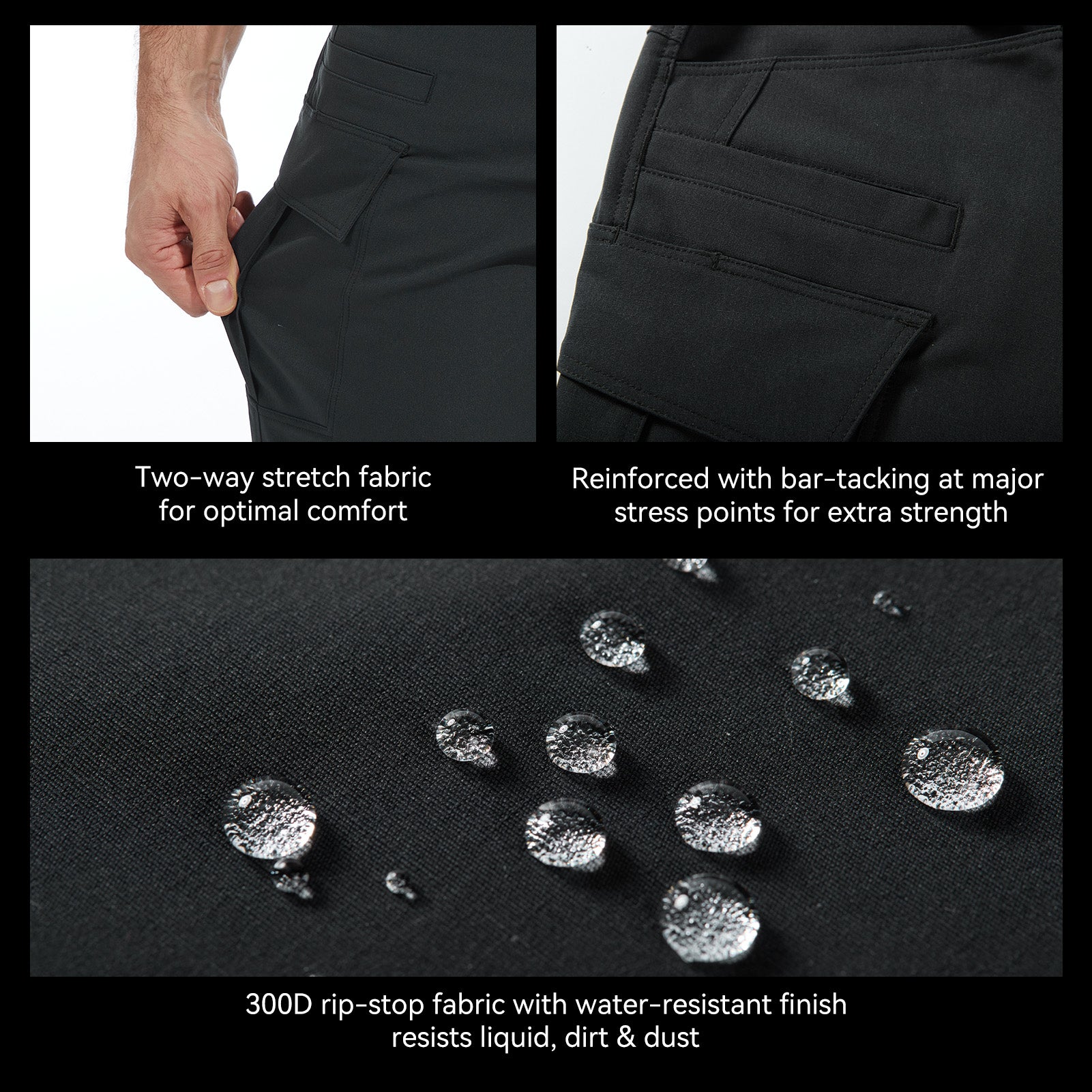 Mens tactical pants black #color_black