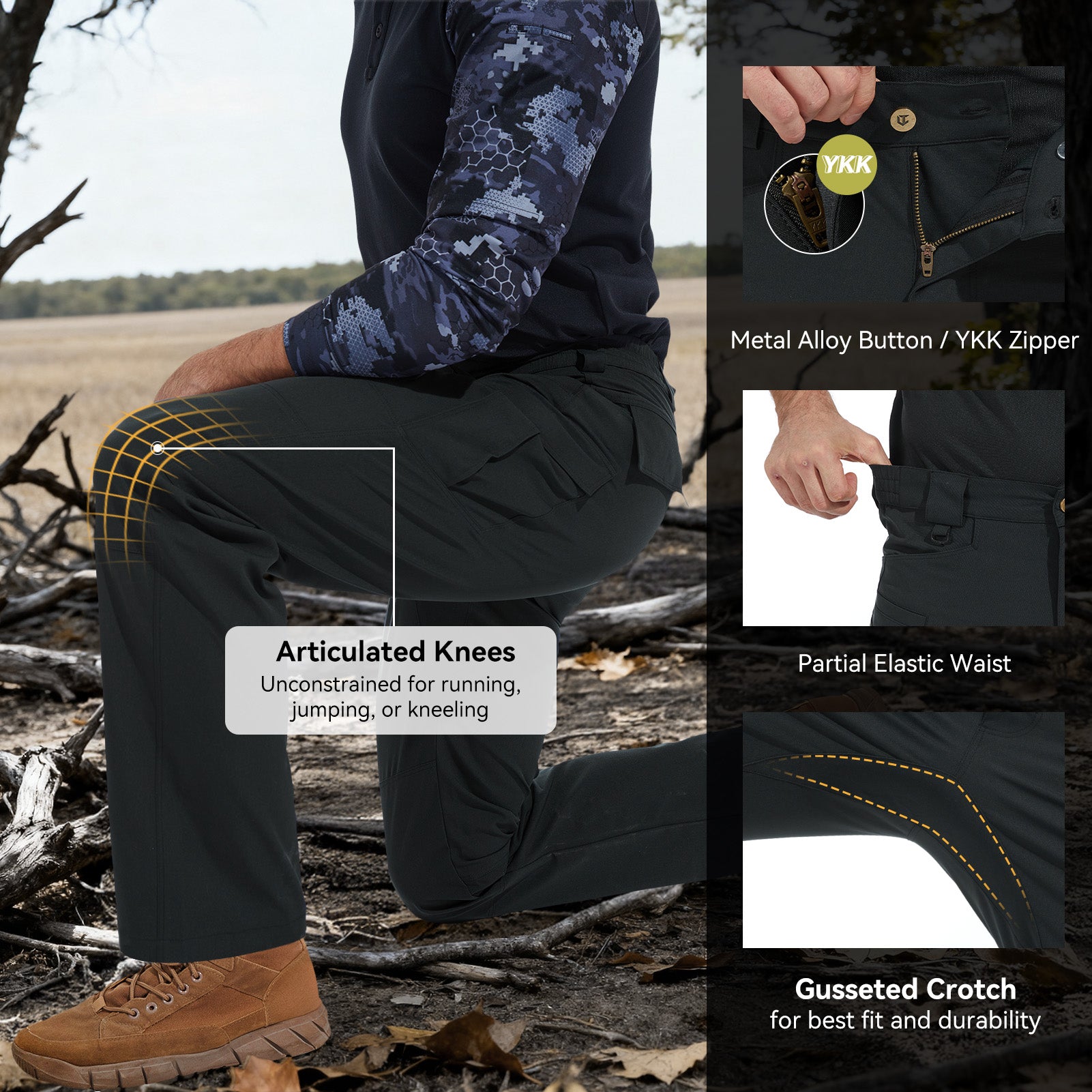 Mens tactical pants black #color_black