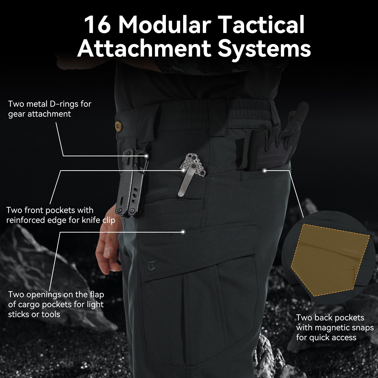 Mens tactical pants black #color_black