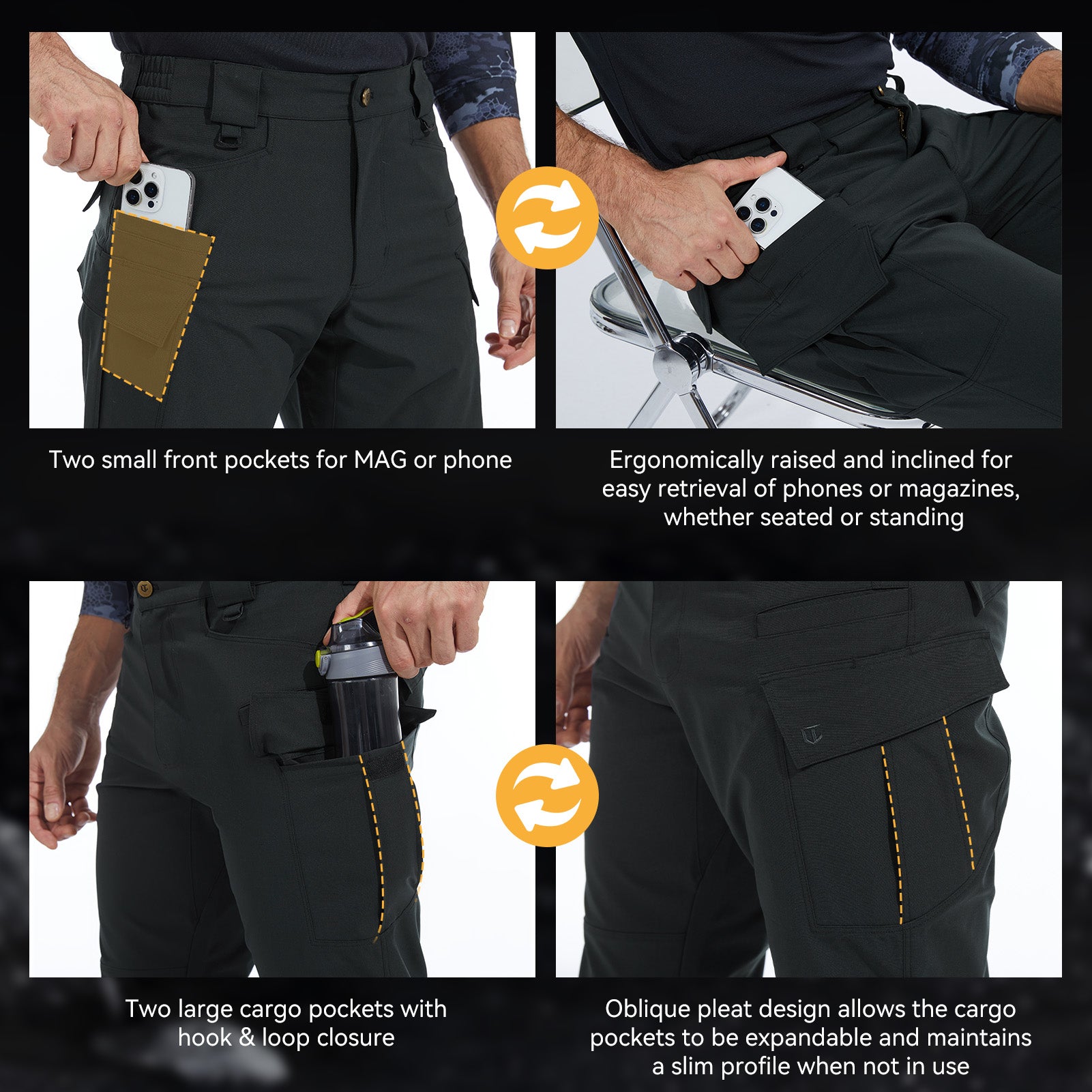 Mens tactical pants black #color_black